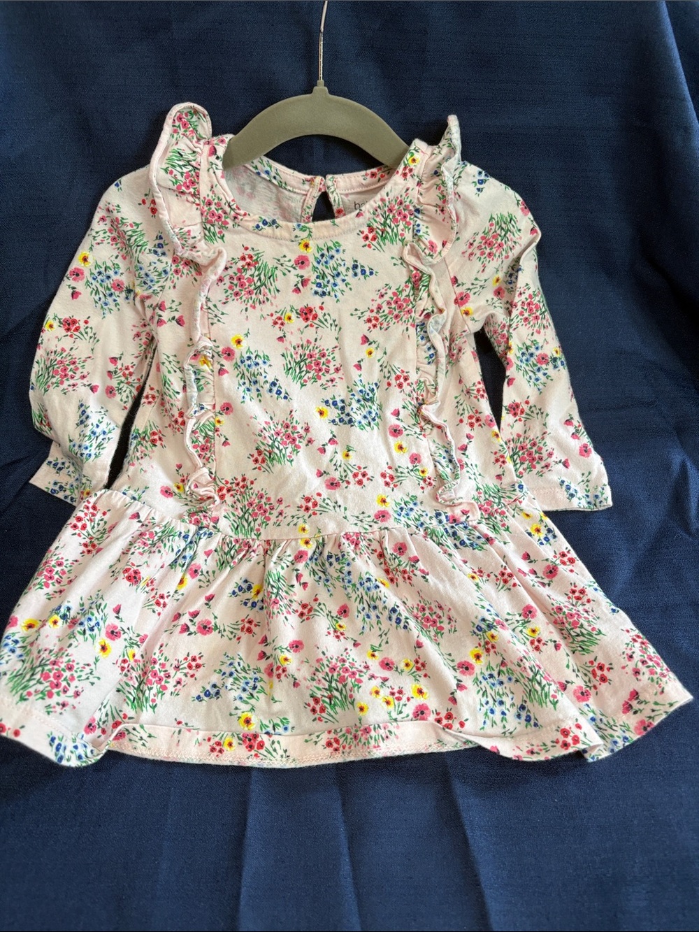 BABY GAP • Girls Floral Ruffle Long-Sleeve Dress - Light Pink • 12-18 Months